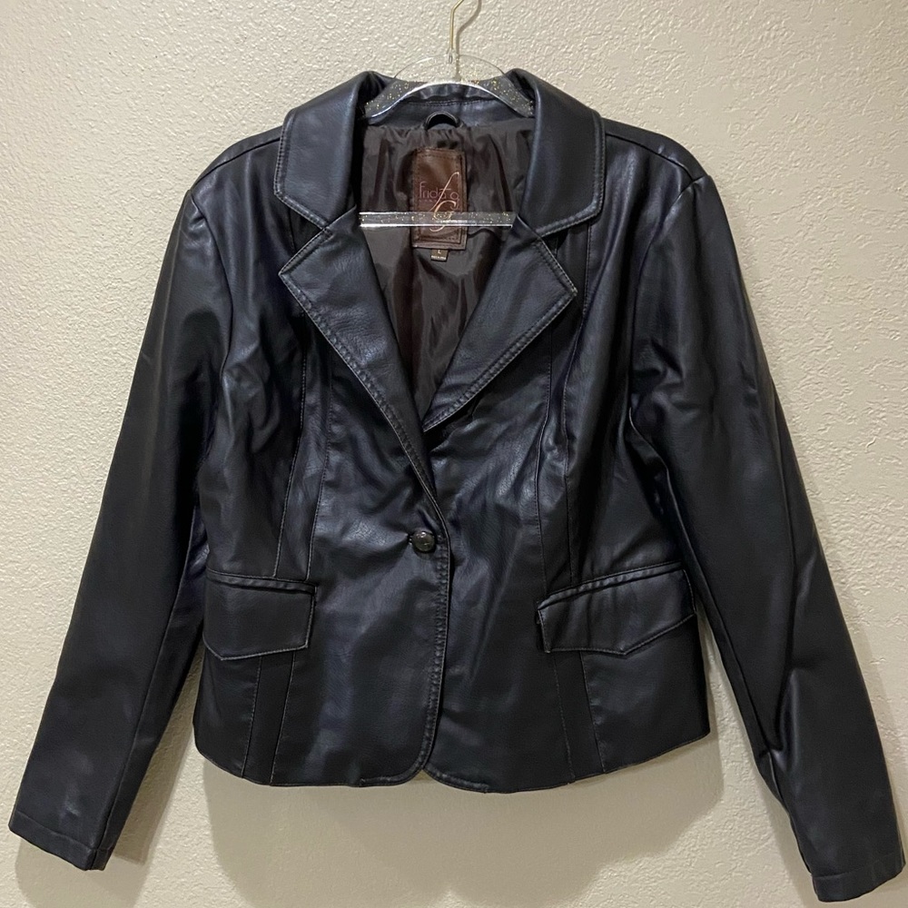Frida G London Faux Leather jacket Size Large